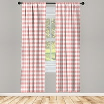 Ambesonne Checkered Curtains, Gingham Check Classic Art, Pair of 28"x95", Pastel Pink