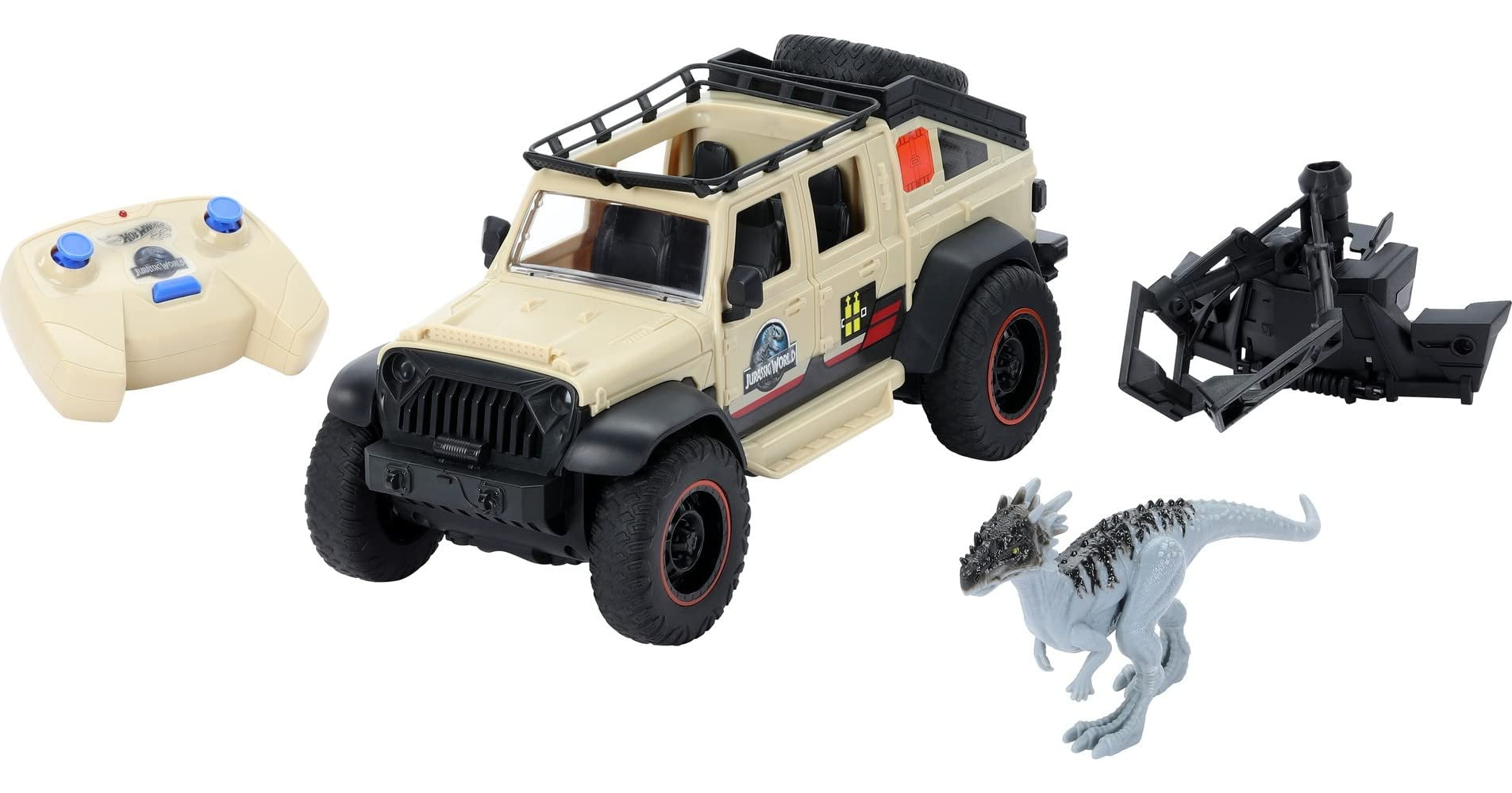 Matchbox Jurassic World Dominion Jeep Gladiator RC Vehicle with 6inch Dracorex Dinosaur Figure