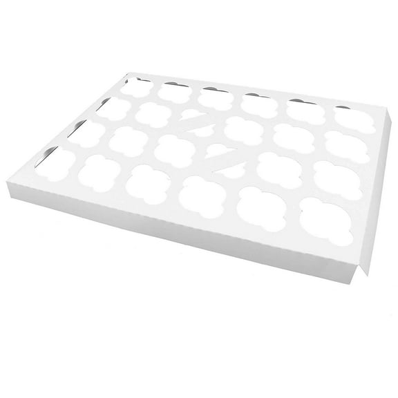 O'Creme Insert Only with White Top and Bottom for Holding 24 Mini Cupcakes in a 14 Inch x 10 Inch Cake Box - Pack of 100