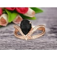 thumbnail image 1 of 8x5mm Pear Shape 2 Carat Black Diamond Moissanite Engagement Ring Wedding Ring Anniversary Ring On 10k Rose Gold Curved V Split Shank Band Glaring Staggering Ring, 1 of 5
