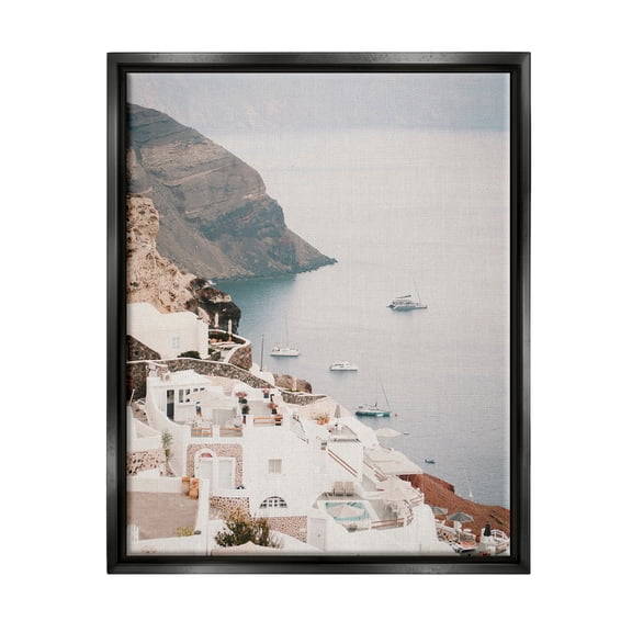 Stupell Industries Coastal Port Town Landscape Photography Black Floater Framed Canvas Art Print Wall Art, 17 x 21