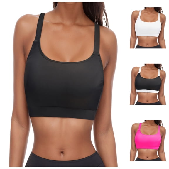 Women's Sporty Adjustable Wide Straps Bikini Top Criss Cross Back Supportive Swimsuit Tops