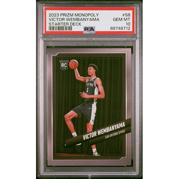 Graded 2023 Panini Prizm Monopoly Victor Wembanyama #S8 Starter Deck Rookie RC Basketball Card PSA 10 Gem Mint