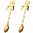 thumbnail image 1 of Mignon Chat, Cuillère à Café, Cuillère à Thé, Acier Inoxydable, 4 Pcs (Or), 1 of 8