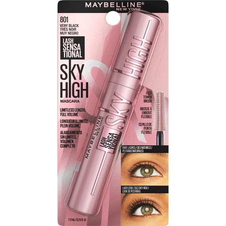 Maybelline Lash Sensational Sky High Washable Mascara Makeup Very Black - Each Packaging may vary