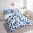 thumbnail image 3 of Feelyou Blue Fashion Ribbon Comforter Set 7pcs, Polkadot Cheetah Print Queen Bedding Sets, 3 of 8