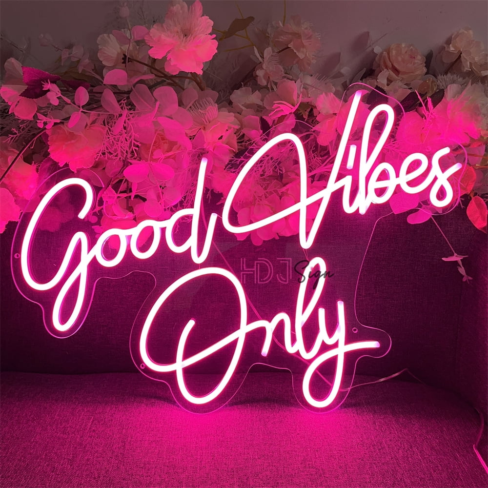 ZPL Good Vibes Only Neon Sign, Pink Neon LED Night Lights Goodvibes