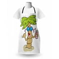 thumbnail image 3 of Sunglasses Apron, Whimsical Palm Tree Character Holding a Cocktail and Smiling Happily, Unisex Kitchen Bib with Adjustable Neck for Cooking Gardening, Adult Size, White and Multicolor, by Ambesonne, 3 of 4