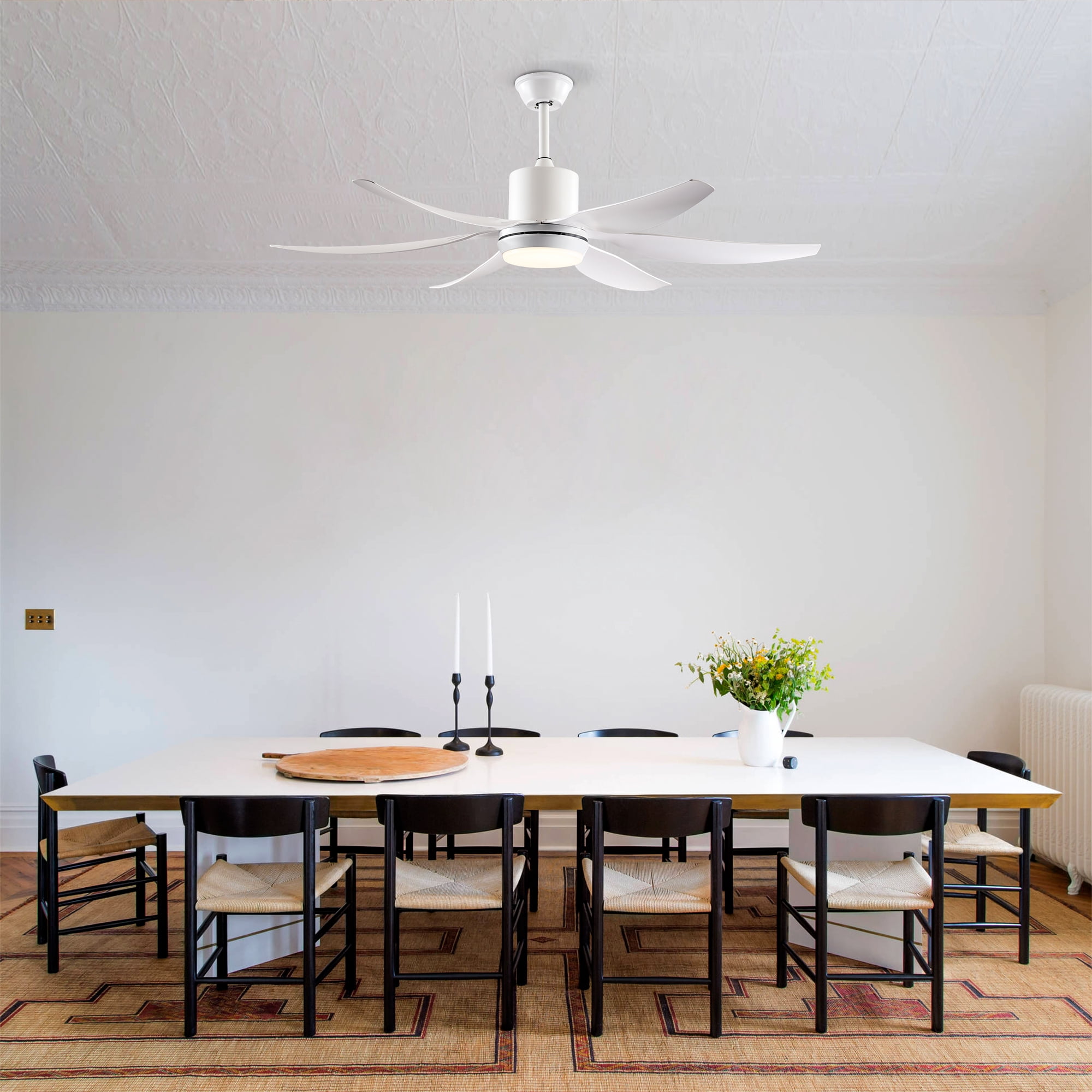 BOFANG Large Room 56 inch White Patio Living Room Bedroom Ceiling Fan