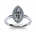 thumbnail image 2 of HeartsAndYou 1.3ct Marquise Moissanite Accent Halo Solitaire Engagement Ring for Women 18k White Gold Over Silver, 2 of 9