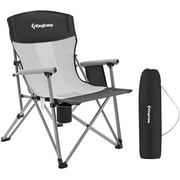 KingCamp Outdoor Camping Folding Chair Heavy Duty Breathable Mesh Back Lawn Chairs for Adults with Cup Holder Black