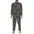 thumbnail image 5 of Mens Pajamas Set - Black Paisley Comfy Long Sleeve Button Up Pajama Sets for Men 2 Piece, Soft Sleepwear Nightwear Pjs Lounge Sets for Men with Pockets, 5 of 5
