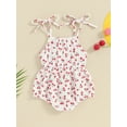 thumbnail image 4 of Bslissey 3M 6M 9M 12M Infant Girls Sleeveless Romper Baby Girl Cherry/Carrot Print Tie-up Strap Bowknot Jumpsuit Newborn Cute Cotton Linen Bodysuit Summer Clothes, 4 of 8