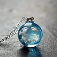 thumbnail image 2 of Necklace for Women,Women's Chain Necklaces You are in Heaven Chic Transparent Resin Round Ball Moon Pendant Necklace Women Blue Sky White Clouds Chain, 2 of 8