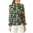 thumbnail image 4 of INSPIRE CHIC Women's Floral Tie V Neck Vintage Ruffle Trumpet Long Sleeve Top S Green, 4 of 9