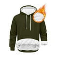 thumbnail image 5 of ZQUUVOU Men's Fleece Lined Hoodie Long Sleeve Adjustable Drawstring Hooded Solid Color Pullover with Pocket Olive Green, 5 of 9