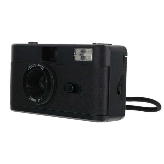 FENGGUIQU Black Retro PVC Film Camera with Built-in Flash, Ideal for Home, Travel, and Outdoor Photography, 1 Piece