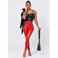 thumbnail image 2 of TZLDN Womens Faux Leather Leggings PU Leather Sexy Tights Stretchy Pants Butt Lifting Tummy Control Slim Fit Body Shape Versatile Trousers Red,S, 2 of 7