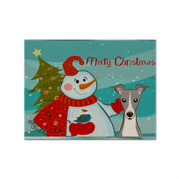 "Caroline's Treasures BB1856PLMT Snowman With Italian Greyhound Fabric Placemat, Multicolor"