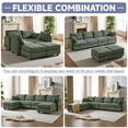 thumbnail image 6 of 113.5'' Oversized U Shaped Modular Sectional Sofa with Ottoman, Soft 6 Seater Corduroy Sleeper Sofa with Hidden Storage, Convertible Couch with Chaise for Living Room, Free Combination, Green, 6 of 7