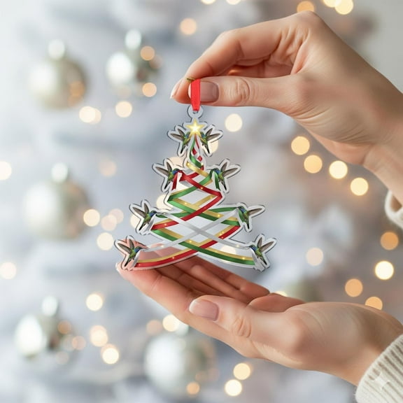 ViciArt Christmas Ornament, Hummingbird Tree Design, 3mm Acrylic or Wood, Holiday Tree Decor