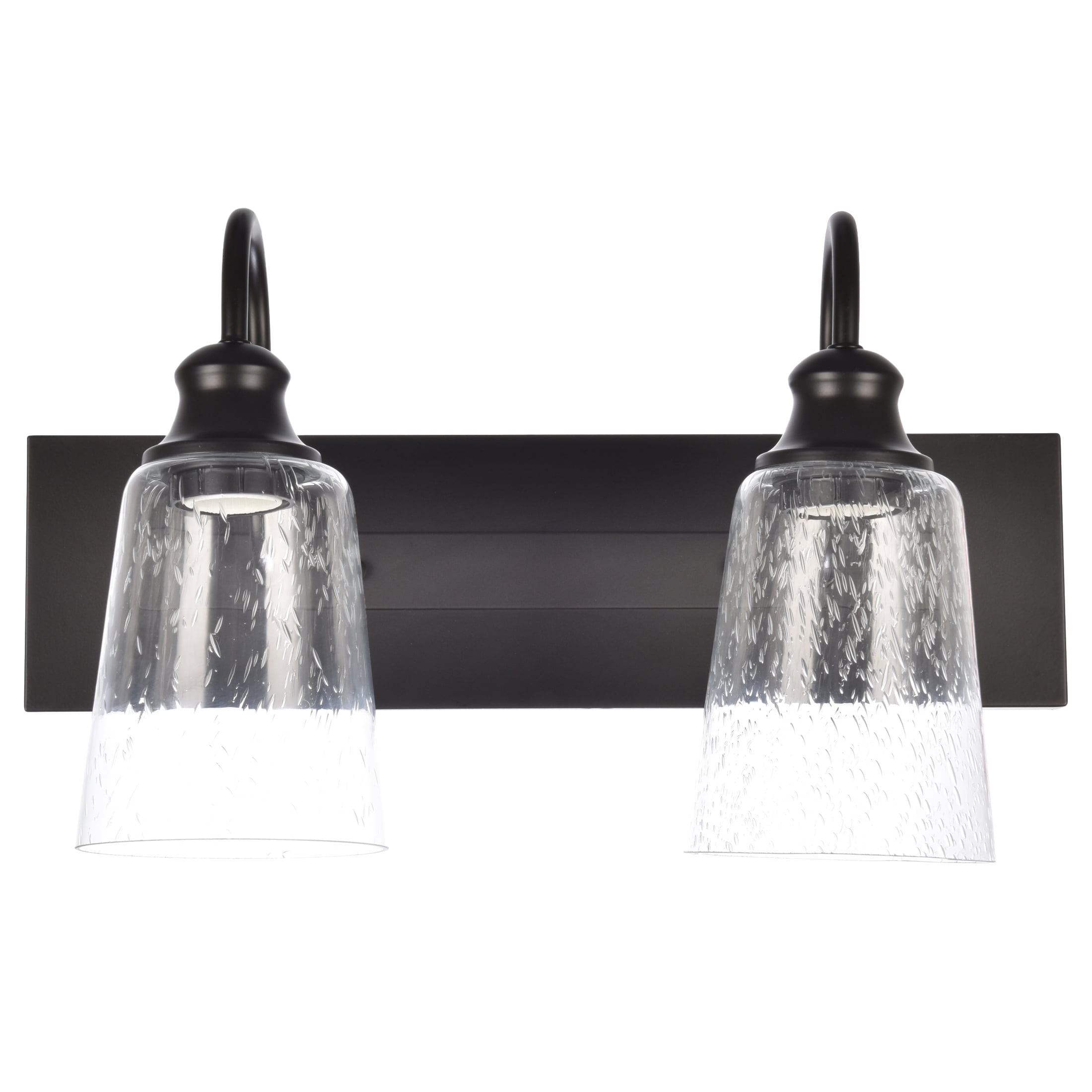 (2 pack) Better Homes & Gardens 16" Farmhouse 2-Light Bronze Vanity Light, Metal Fixture Seeded Glass Shades