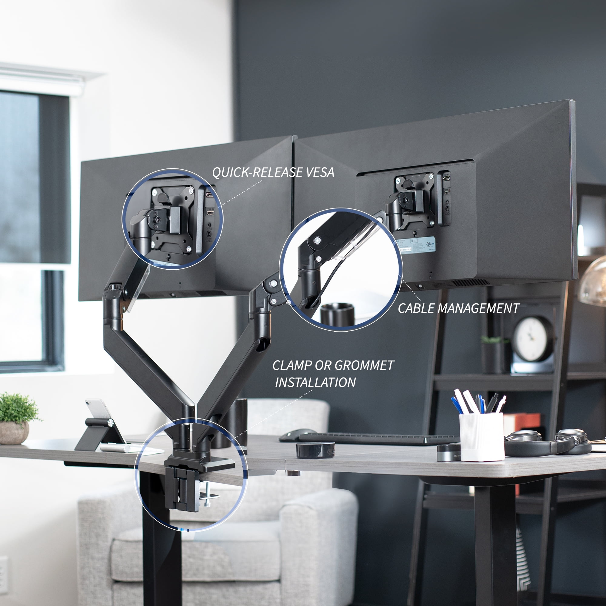 VIVO Dual Monitor Counterbalance Desk Mount, Fits Ultrawide Screens up to 38"