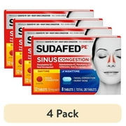 (4 pack) Sudafed PE Day and Night Sinus Pressure & Congestion Tablets, 20 Count
