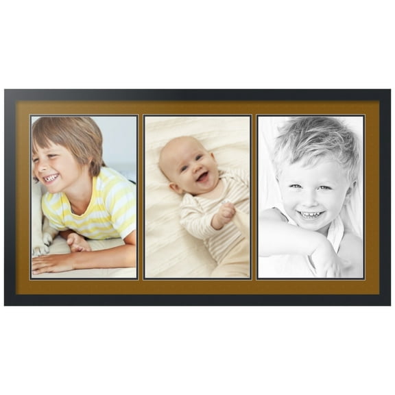 ArtToFrames Collage Photo Picture Frame with 3 - 11x17" Openings, Framed in Black with Coronado and Black Mats (CDM-3926-1535)