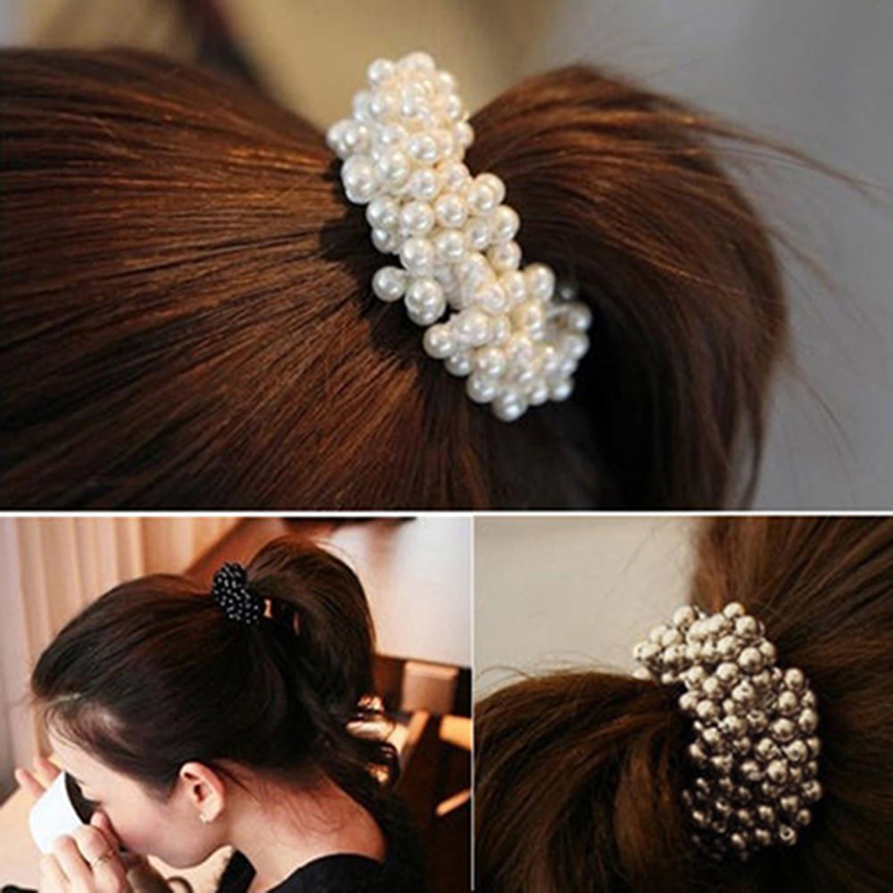 Details about   Elastic Rope Women Pearl Hair Tie Ponytail Holder Head Band Hairband Accessories