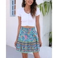 thumbnail image 4 of Femmes Été Mignon Taille Haute Jupe Volants Imprimé Floral Swing Plage M., 4 of 8