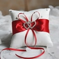 thumbnail image 3 of Bridal Wedding Ceremony Ring Bearer Pillow Cushion Crystal Double Colour Heart, 3 of 6