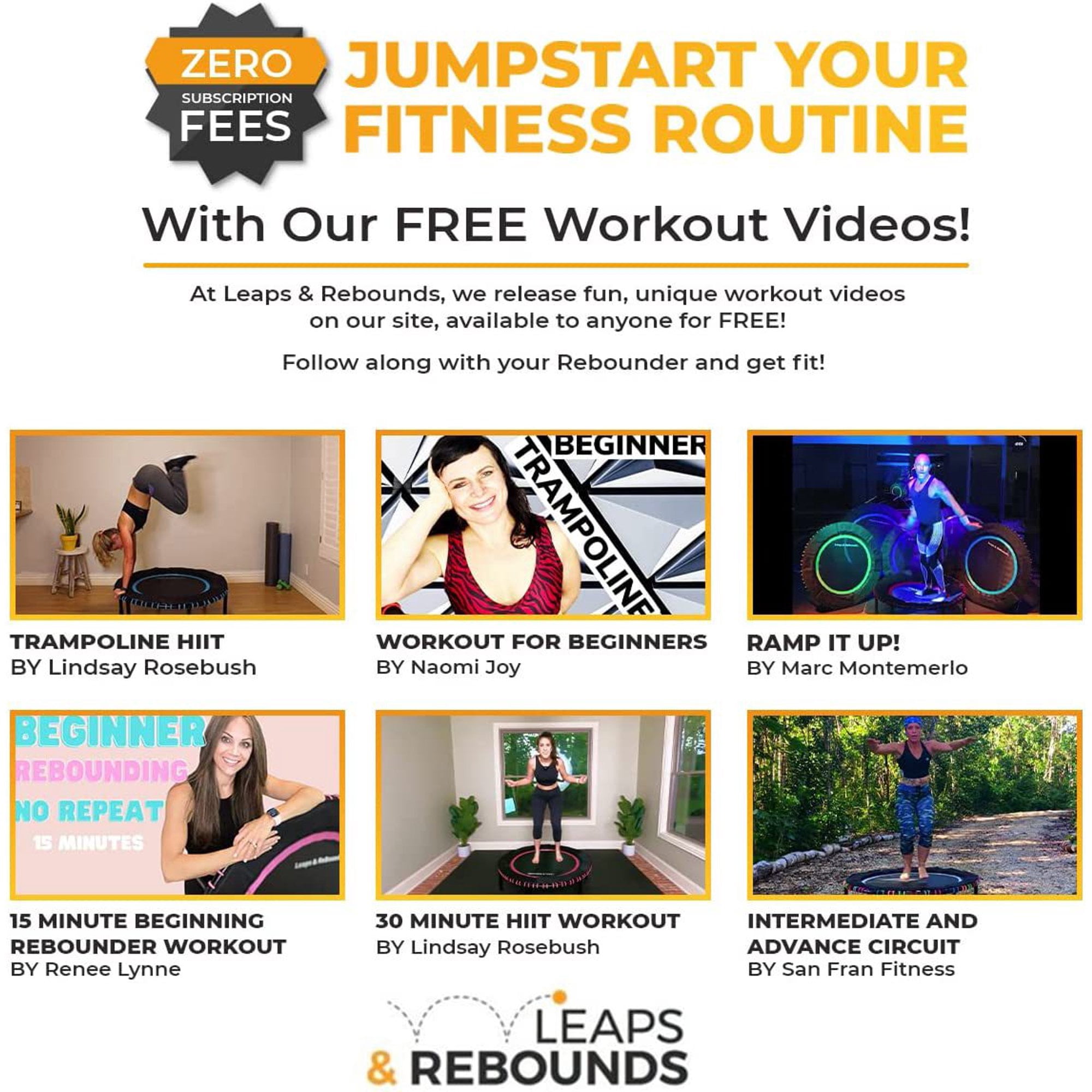 LEAPS & REBOUNDS 48" Mini Fitness Trampoline & Rebounder for Adults, Blue