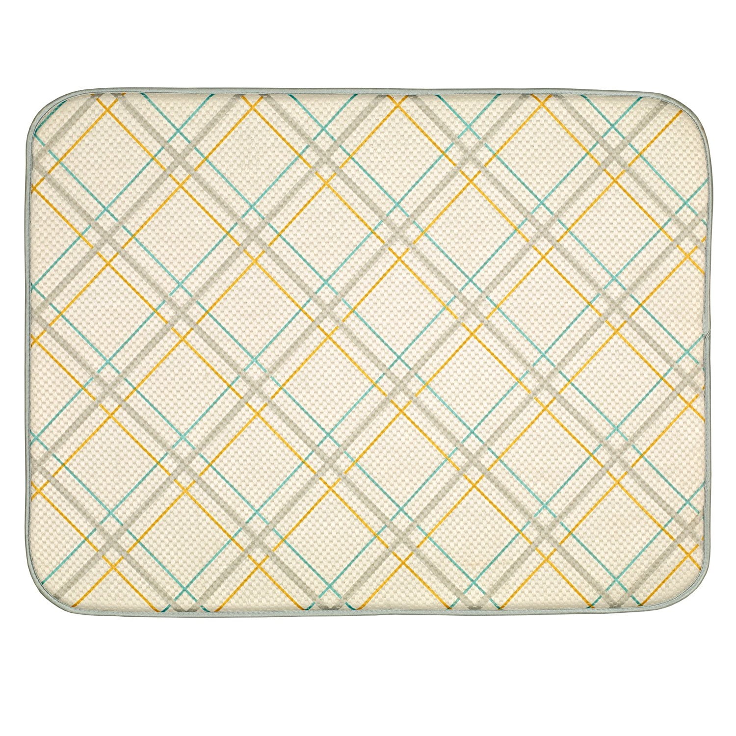 S&T XL Reversible Microfiber Dish Drying Mat Plaid 18" x 24"