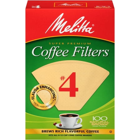 Melitta® Natural Brown® Paper Cone Coffee Filters #4 Size 100 ct