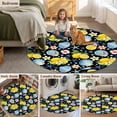 thumbnail image 6 of Summer Beach Round Living Room Rugs 3.3 ft, Ocean Starfish Shell Coastal Conch Lemon Flowers Black Washable Area Rug with Non-Slip Sturdy Edge Binding Round Front Door Mat Floor Carpet for Entryway, 6 of 9