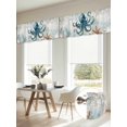 thumbnail image 6 of 2 Panels Teal Octopus Coastal Valance for Windows, Summer Beach Vintage Nautical Light Filtering Kitchen Curtains, Rod Pocket Window Treatment Curtain Valances for Living Room Bedroom, 54"x18", 6 of 9