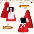 thumbnail image 4 of Benylion Girls Little Red Riding Hood Costume Halloween Cosplay Outfits Red Cape Dress With Cloak Headband Bag for 5-6 Years, 4 of 7