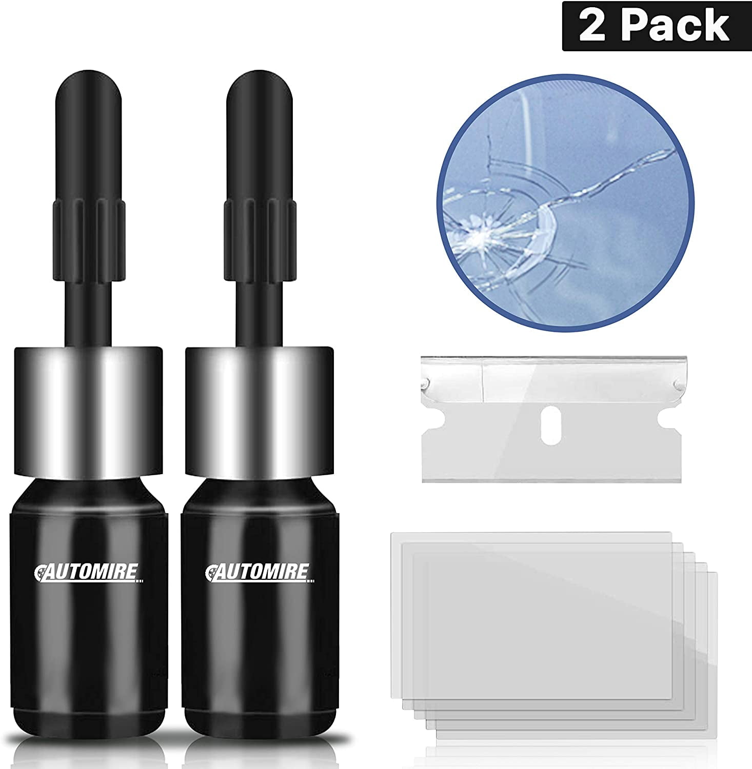 AUTOMIRE Automotive Nano Glass Repair Fluid Kit (2PCS) Car Auto