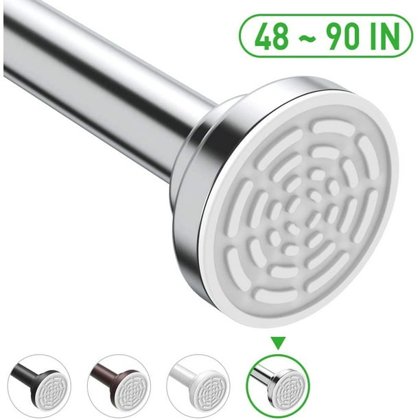 Ausemku Shower Curtain Rod Tension 48 90 Inch Never Rust Non Slip Spring No Drilling Stainless Steel Use Bathroom Kitchen Com Ausemku Shower Curtain Rod Tension 48, 90 Inch Shower Curtain