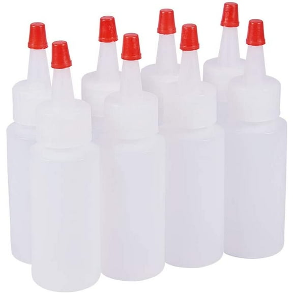 1oz 24 Pack Plastic Squeeze Bottles with Red Tip Caps
