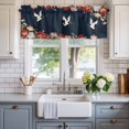 thumbnail image 2 of Navy Blue Crane Farmhouse Short Window Curtain Valances, Vintage Red Teal Spring Floral Botanical Rod Pocket Kitchen Valances for Living Room Bedroom Bathroom Cafe 42" x 18", 2 of 8