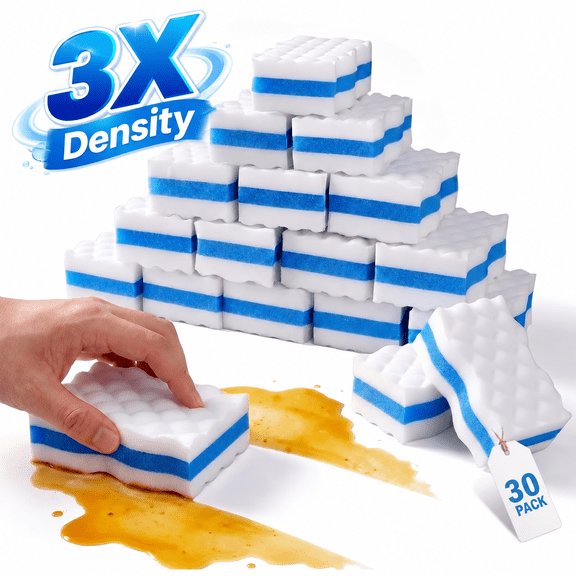 indigywve 30 Counts Magic Cleaning Erasers Sponge, Extra Thick 3X Density Melamine Foam Cleaning Pads for Kitchen, Bathroom