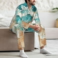 thumbnail image 7 of Naloa Ocean Wave Crash Men’s Pajamas Set - Long Sleeve Button Down Sleep Shirt and Pajama Bottoms Sleepwear Set-X-Large, 7 of 7