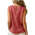 thumbnail image 6 of idosla Cotton Linen Tank Tops for Womens Comfy Lounge Wear Summer Sleeveless Crewneck Shirt Casual Blouse Loose Fit Cami (Red, M), 6 of 7