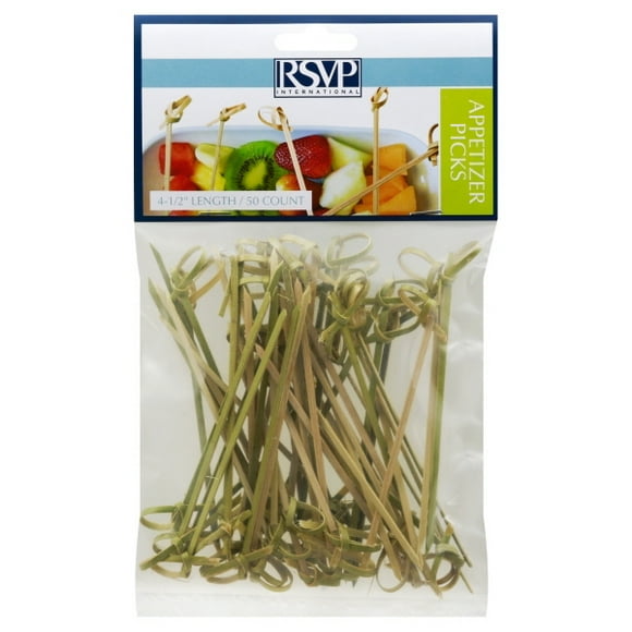 Design Imports BOO-K RSVP Bamboo Knot Picks - 4 1/2in - 50ct