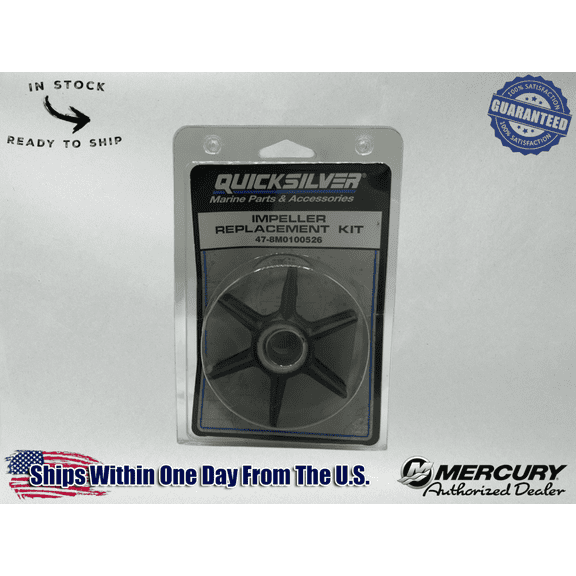 Quicksilver Genuine Marine Water Pump Impeller Kit, 47-8M0094530, 47-8M0100526