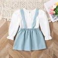 thumbnail image 4 of FAIWAD Girl's Skirt Set Long Sleeve Button Shirt and Strape Romper Dress Girl 2 Piece Outfits, 4 of 9