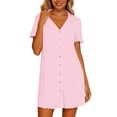 thumbnail image 2 of Avirosel Women's Button Down Sleepshirt Short Sleeve Nightgown V Neck Nightshirt Pajamas Soft Casual Nightdress for Loungewear, 2 of 7