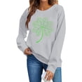 thumbnail image 4 of Women's St Patricks Sweatshirts Crewneck Irish Shamrock Graphic Hoodless Sweatshirt Womens Casual Round Neck Loose Fits Lightweight Comfy Sweatshirt, 4 of 6